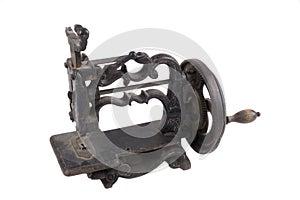 Antique minature hand crank sewing machine photo