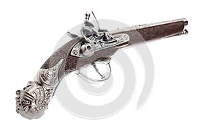 Antique musket on white background