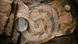 The Antique Navigation Map.AI generated image