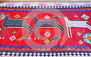 Antique nomadic carpet in Shiraz, Iran