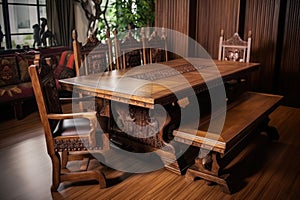 antique oak wood dining table set