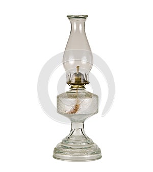 Antique oil lamp isolated with a clipping path