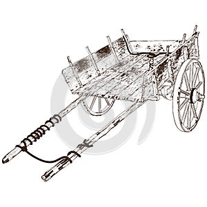 Antique Old Cart Wagon Vector. Cart Old Chariot Isolated On White Background.