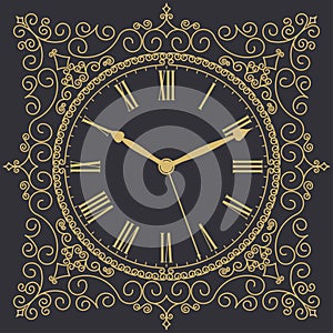 Antique old clock face. Vector