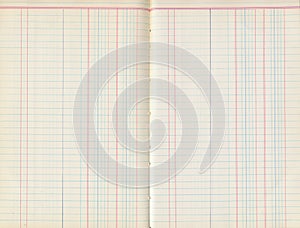 Antique old ledger paper pad with lines photo