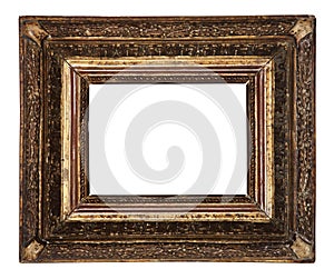 Antique old picture frame wooden ceramics isolated on white