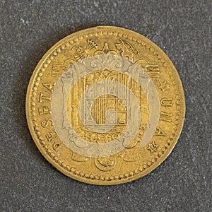 Antique one peseta coin photo