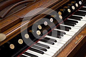 Antique organ keyboard
