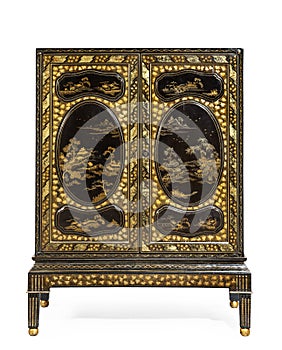 Antique Oriental Lacquered Cabinet