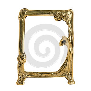 Antique ornate frame with white background.