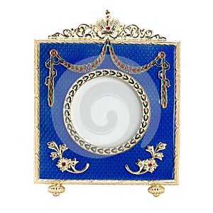 Antique ornate frame with white background.