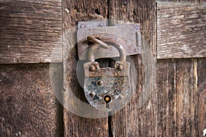 Antique padlock door