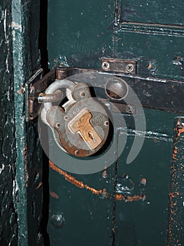 Antique padlock on jail cell door Kilmainham Gaol Jail Museum D