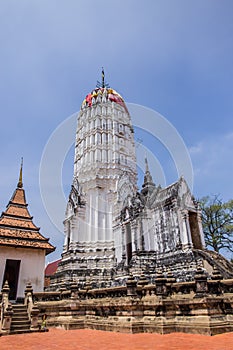 Antique pagoda and ruined sanctuary in Wat Putthaisawan