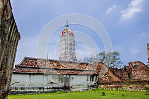 Antique pagoda and ruined sanctuary in Wat Putthaisawan