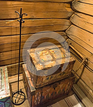 Antique painted trunks