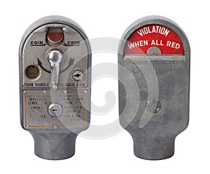 Antique Parking Meter Isolated on White