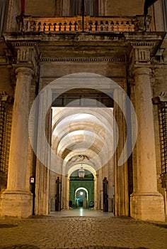 Antique passage by night in Rome, Italy