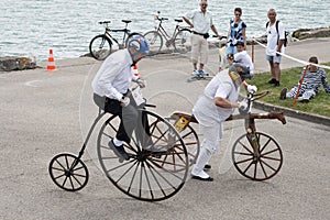 Antique Penny Farthing and Push Bike