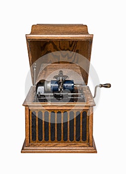 Antique Phonograph Isolated on White