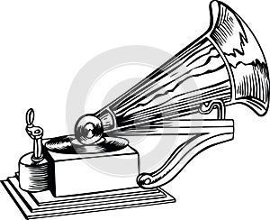 Antique Phonograph Vector Illustration