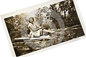 Antique Photo/Woman at Creek