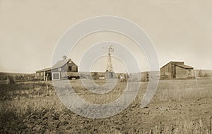 Antique photograph of homestead farmyard photo
