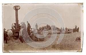 Antique photograph men farming