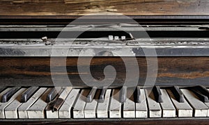 Antique Piano Keyboard Close-up