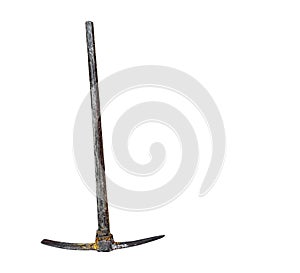 Antique Pickaxe on White Background, Clipping Path