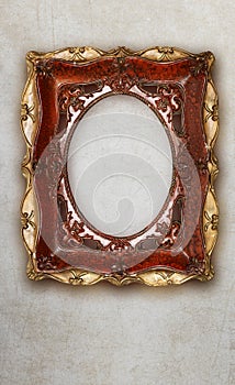 Antique picture frame handmade ceramics isolated on marble effect background