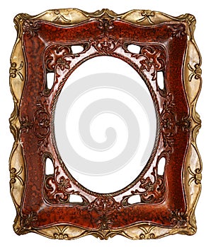 Antique picture frame handmade ceramics isolated on whitebackground