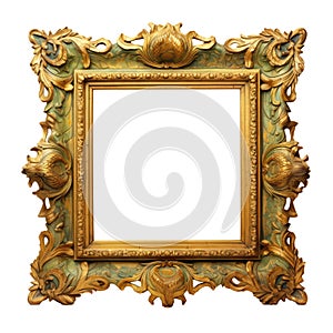 Antique Picture Frame: Isolated on White with Transparent Clipping Mask for Your Creative Designs