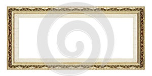 Antique picture golden frame isolated on white background, clipping path