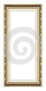 Antique picture golden frame isolated on white background, clipping path