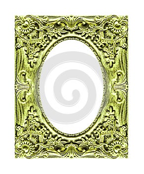 Antique picture golden frame isolated on white background, clipping path