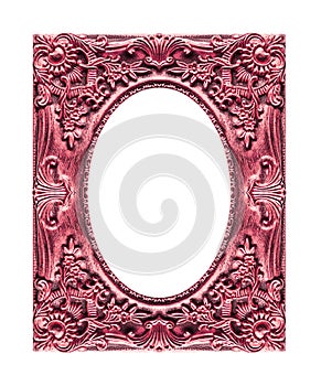 Antique picture red frame isolated on white background, clipping