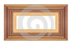 Antique picture wood frame isolated on white background, tracery beautiful small flowers, clipping path