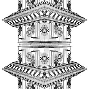Antique Pillar Vector. Illustration Isolated On White Background.