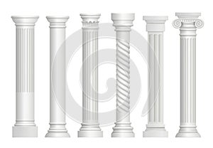 Antique pillars. Greek historical rome classic columns vector realistic illustrations photo
