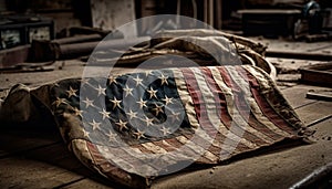 Antique pillow on rustic American flag flooring generated by AI