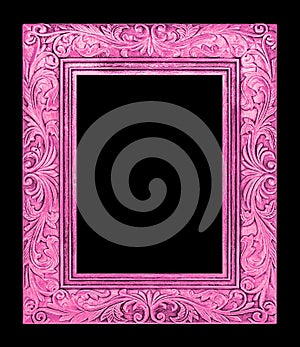 Antique pink frame isolated on black background, clipping path