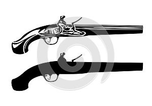 Antique pistol black vector design