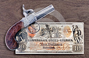 Antique Pistol and Confederate Money