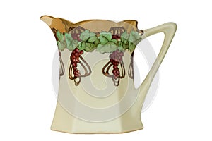 Antique pitcher isolated grape juice handpainted