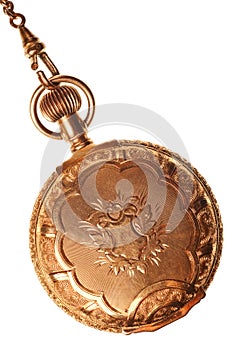 Antique pocket watch isolated on white background