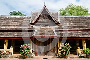 Antique Porch`s Gate of Wat Sisaket Monastery at Vientiane, Laos.