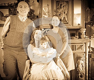 Antique portrait of happy family