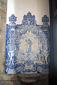 Antique Portugal Porto Chapel of Souls Azulejos Capela de Santa Catarina Portuguese Ceramic Tiles Religious Architecture Mural Art