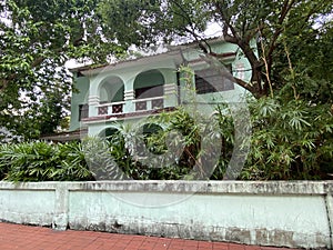 Portuguese Macau Colonial Architecture Macao Heritage Mansion Green Townhouses Avenida do Coronel Mesquita House Structure photo